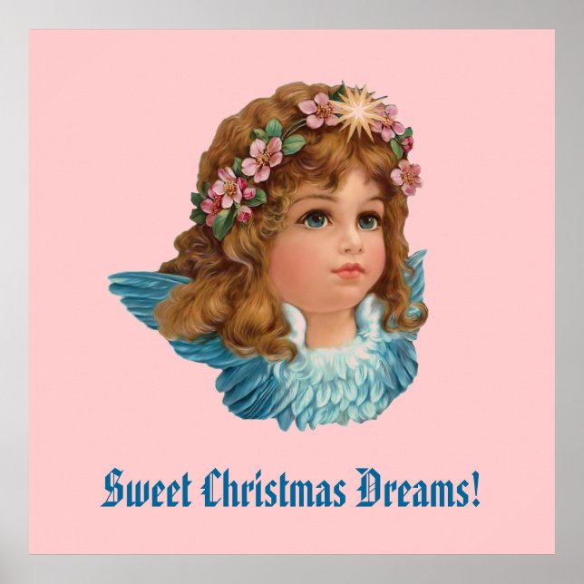 Vintage Angel Blue Wings Christmas Dreams CH404 Poster (Vorne)