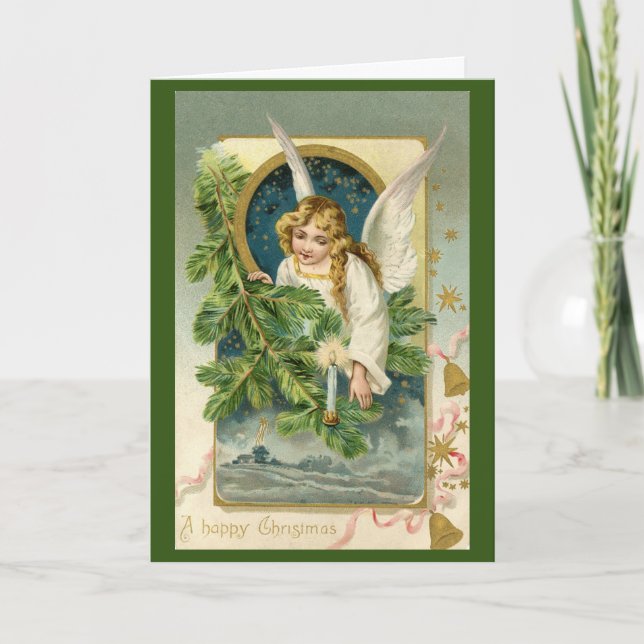 Vintage Angel Bonne Carte de Noël (Devant)