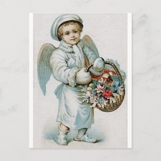 Vintage Angel Boy Feiertagspostkarte (Vorderseite)