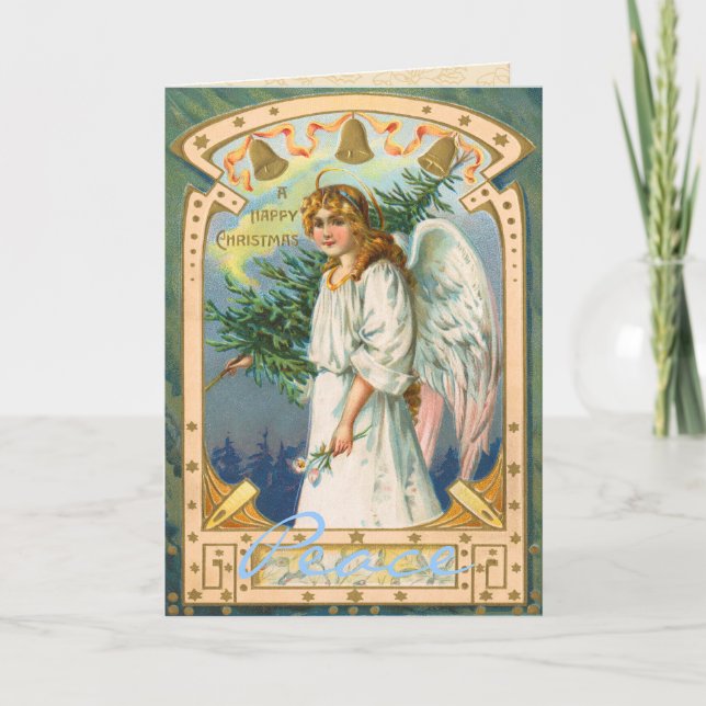 Vintage Angel Weihnachtskarte Feiertagskarte (Vorderseite)