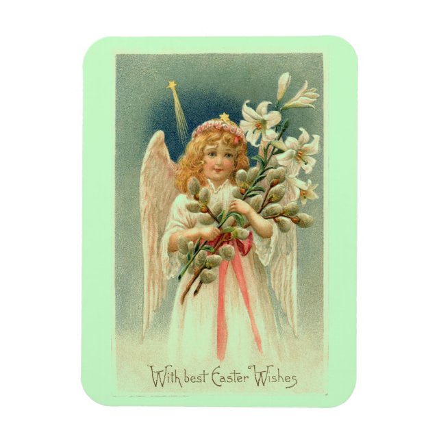 Vintage Angel With Lilies Easter Magnet (Vertikal)