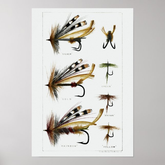 Vintage Angelflieger Fischen Lures Poster (Vorne)