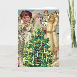 VINTAGE ANGELN FEIERN CHRISTMAS GREETKARTE KARTE