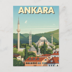 Vintage-Ankara-Türkei-Reiseposter Moschee Postkarte