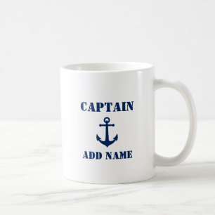 Vintage-Anker Kapitän Name oder Bootsname Kaffeetasse