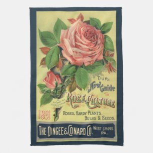 Vintage-Anleitung zur Rosenzucht Buchcover Kunst, Geschirrtuch