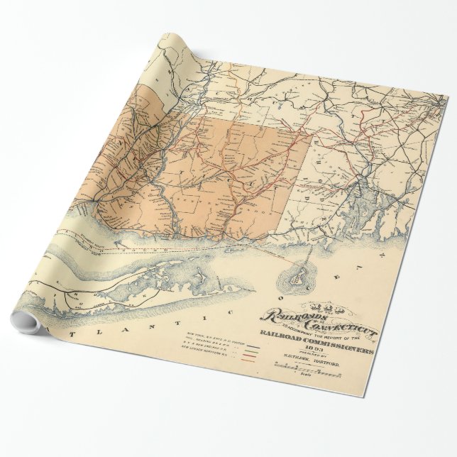 Vintage Anschlussbahn-Karte (1893) Geschenkpapier (Ungerollt)