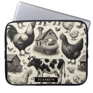 Vintage Anstrichfarben von Nutztieren Laptopschutzhülle