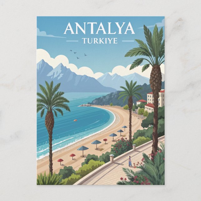 Vintage Antalya Travel Postkarte (Vorderseite)