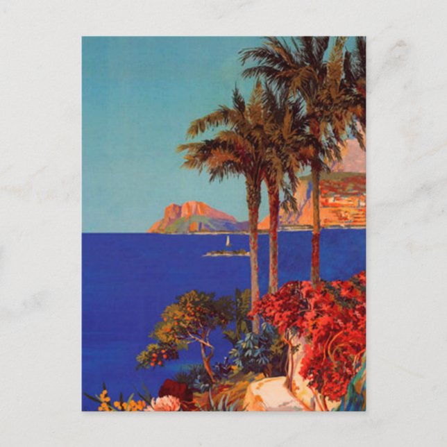 Vintage Antibes Cote d'Azur Landschaft Feiertagspostkarte (Vorderseite)