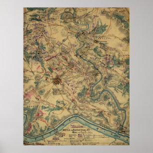Vintage Antietam Schlachtfeld-Karte (1862) Poster
