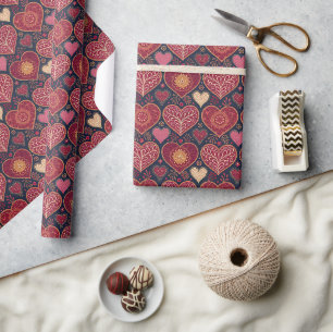 Vintage Antik Herz Muster Valentinstag Geschenkpapier