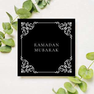Vintage Antik Schwarz Weiß Rahmen Ramadan Mubarak Feiertagskarte