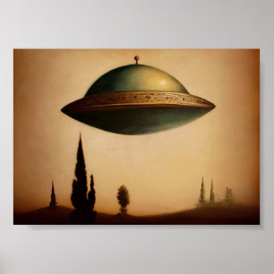 Vintage Antik-UFO-Kunstmalerei  Poster