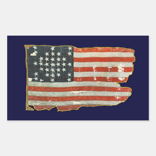 Vintage antike amerikanische Flaggenkleber Rechteckiger Aufkleber (Vorderseite)