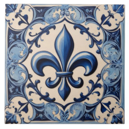 Vintage antike blaue Lilie Fliese