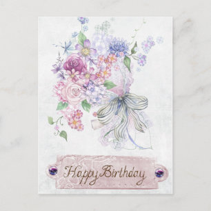Vintage antike Bouquet zum Geburtstag Postkarte