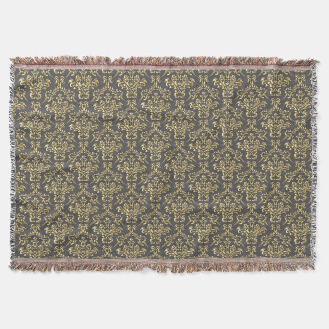 Vintage antike Damaske Decke (Vorderseite)