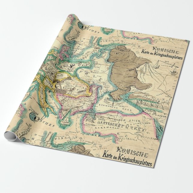 Vintage antike Europakarte Geschenkpapier (Ungerollt)