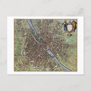 Vintage/antike Karte von Paris Postkarte