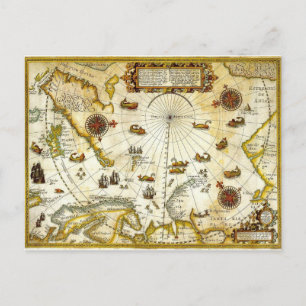 Vintage antike Karte Willem Barentsz Voyage