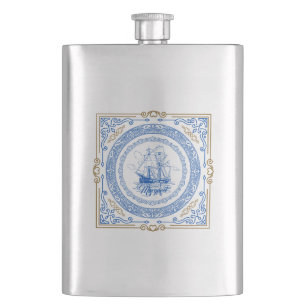Vintage antike königsblaue Schiffsgrenze Flachmann