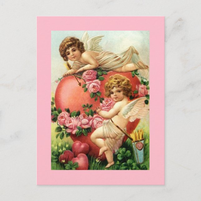 Vintage antike Kuchen Valentinstag Rose Postkarte (Vorderseite)