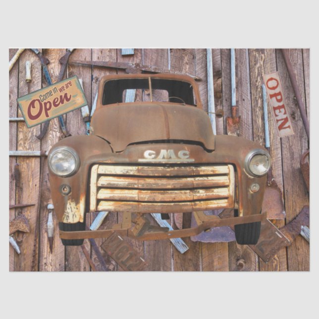 Vintage antike LKW-Vintage Werkzeuge Seidenpapier (Vorderseite)