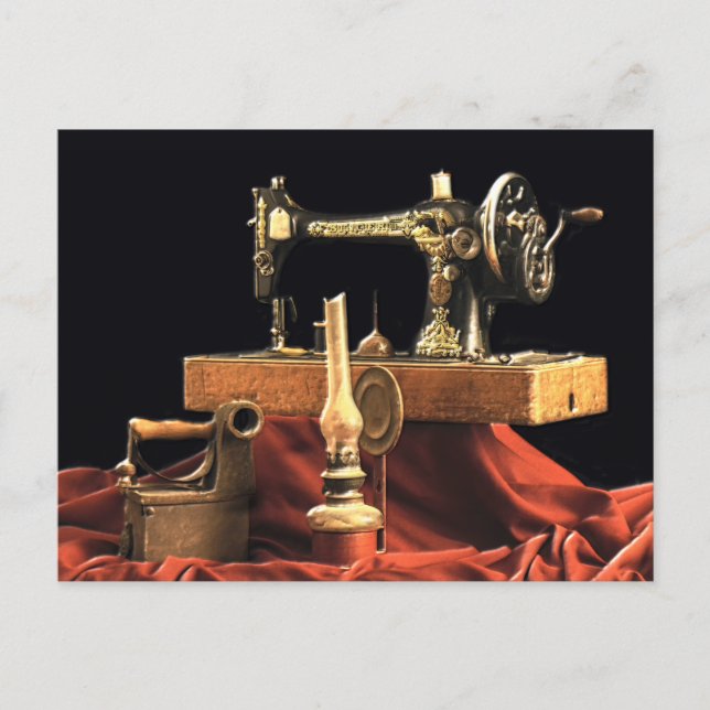 Vintage antike Nähmaschine Postkarte (Vorderseite)