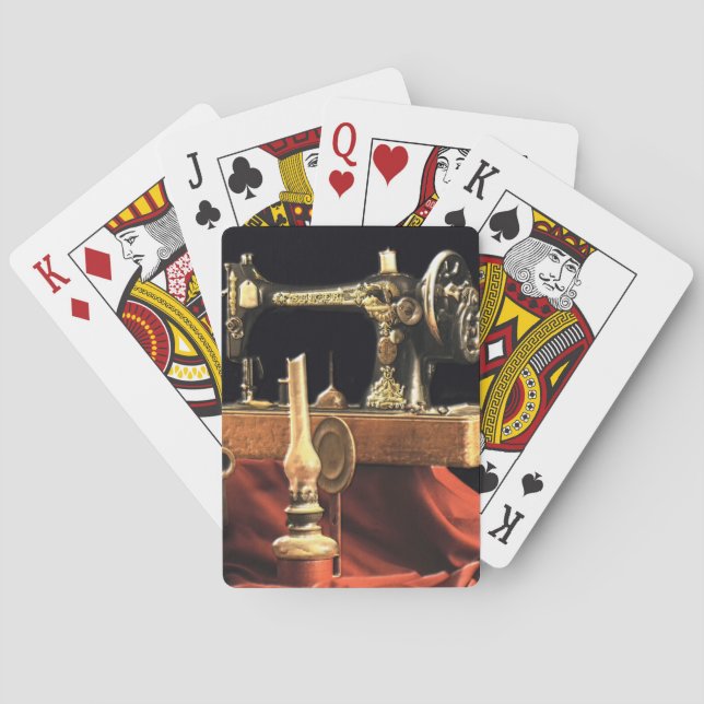 Vintage antike Nähmaschine Spielkarten (Rückseite)