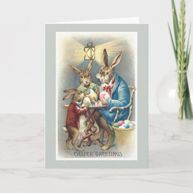 Vintage antike Ostern-Karten-zurechtgemachte Feiertagskarte (Vorderseite)