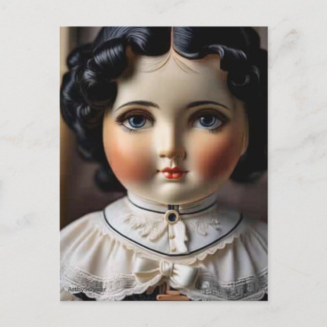 Vintage antike Puppenkarte - Nostalgischer Charme Postkarte (Vorderseite)
