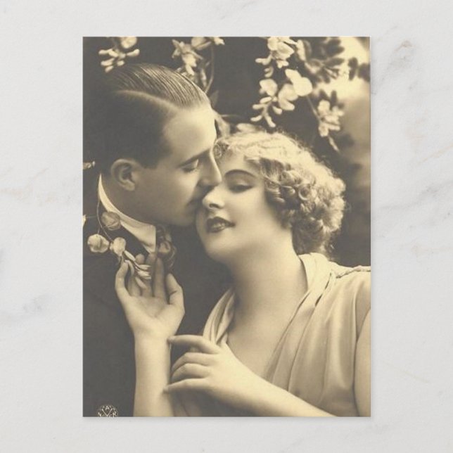 Vintage antike romantische Paarkarten, Geschenke Postkarte (Vorderseite)