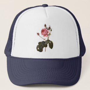 Vintage antike rosa Gartenanlage Rose in Blumen Truckerkappe