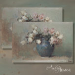 Vintage antike Rosa Rose Bouquet Blue Vase Seidenpapier<br><div class="desc">Das wunderschöne Ölgemälde von Abbott Handerson Thayer mit einer blauen Vase voller weißer und rot-rosa Rosen versammelt sich locker aus dem Garten mit beeindruckender Eleganz. Ideal für die Herstellung von Wandkunst,  dekorativen Möbeln oder anderen handwerklichen Zwecken.</div>