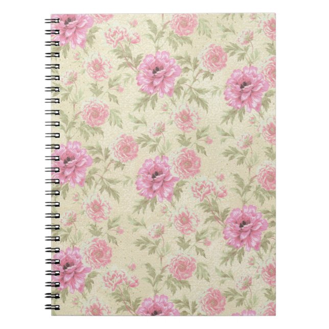 Vintage antike rosa Rose Floral botanisch Notizblock (Vorderseite)