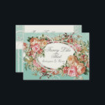 Vintage antike Rose Florenz Bouquet Modernes Aqua Visitenkarte<br><div class="desc">"Vintage antike Rose Floral Bouquet Modern Aqua Business Card." Dieses Set ist ein elegantes, exquisit schönes Design, das aus antiken Vintagen Rosenbouquet-Kunstwerken, kombiniert mit eleganten Scrollrollen-Schnörkeln und einem subtilen pastellfarbenen Damasketmuster mit originellen grafischen Designarbeiten von Audrey Jeanne Roberts, international lizenzierter Künstlerin. Es gibt Vintage Rose in einer Vielzahl von Farben,...</div>