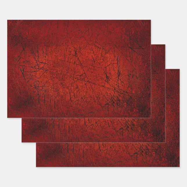 Vintage antike Textur dunkelrote schwarze Kratzer Geschenkpapier Set (Set)