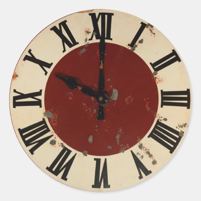 Vintage antike Uhr beklebt Runder Aufkleber (Vorderseite)