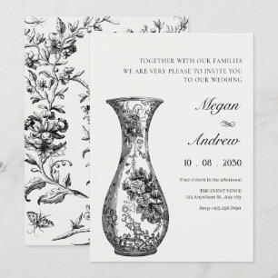 Vintage antike Vase-Hochzeit Einladung