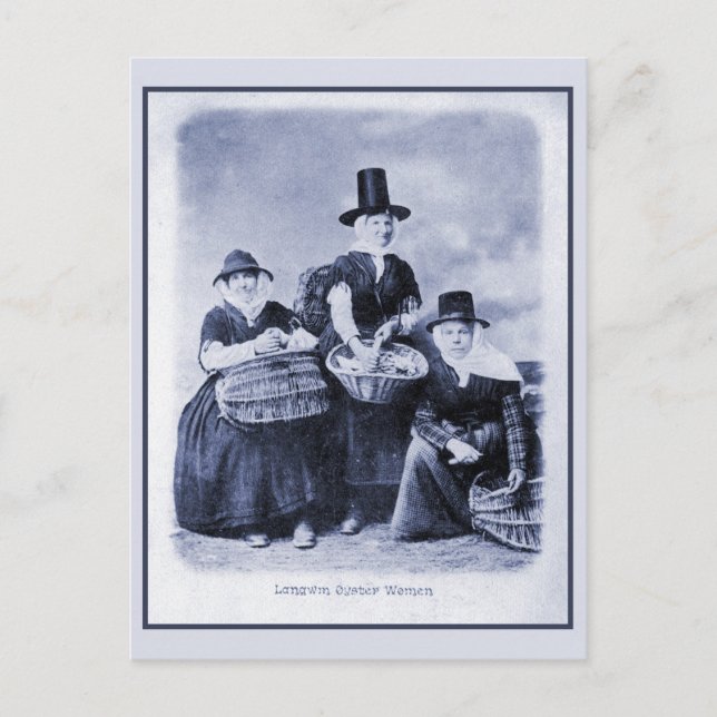 Vintage antike walisische Austernfrauen Postkarte (Vorderseite)