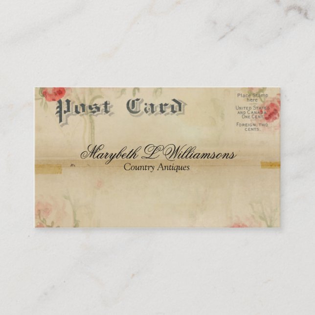Vintage antike weiche Blumen-Postkarte Visitenkarte (Vorderseite)