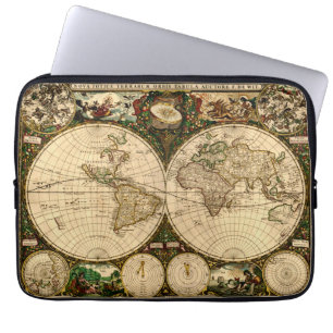 Vintage antike Weltkarte Laptopschutzhülle