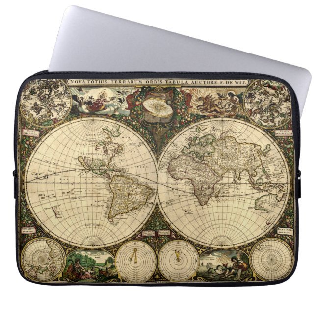 Vintage antike Weltkarte Laptopschutzhülle (Vorderseite)