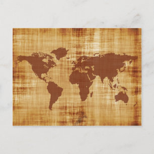 Vintage Antike Weltkarte Montage Postkarte