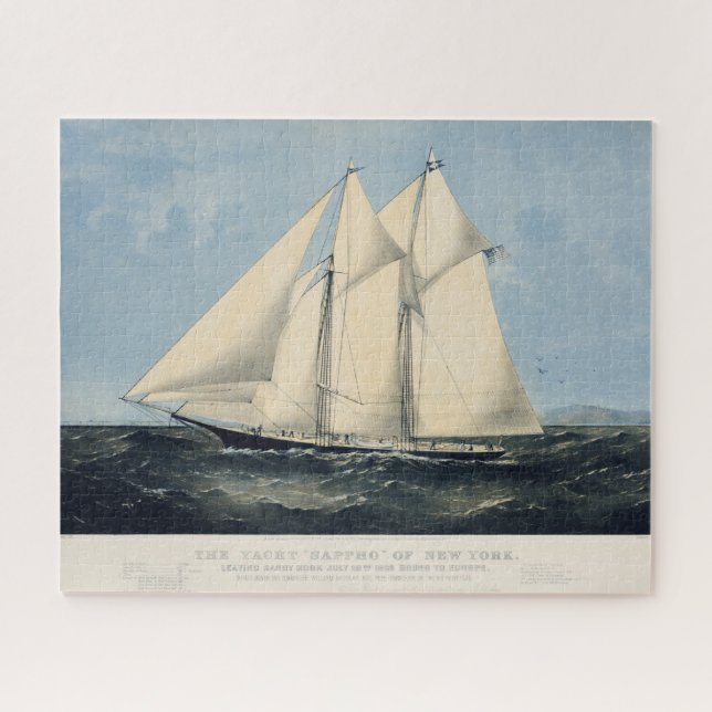 Vintage antike Yacht Sailboat Seascape (Horizontal)