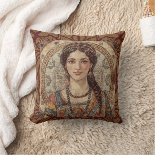 Vintage, Antikes Griechenland Frauen Stil, Mosaik, Kissen