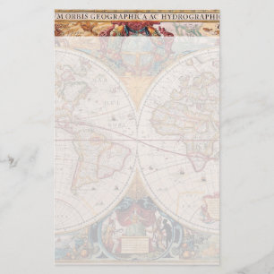 Vintage Antique Ancien Monde Carte Design Imprimé