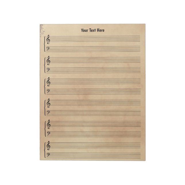 Vintage Antique Custom Sheet Music Paper Notizblock (Rotiert)