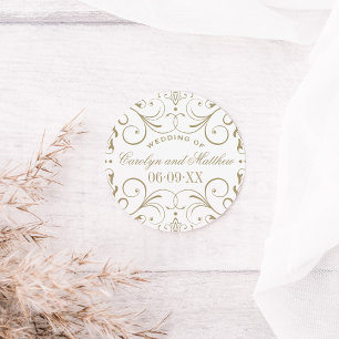 Vintage Antique Gold Blüh Wedding Monogram Runder Aufkleber